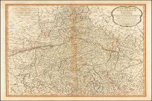 Ein gerahmtes Bild der Wähler des Freistaates Bayern, das die Provinzen Deutschlands und Österreichs zeigt.