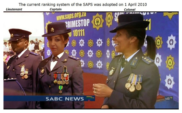 Eine Gruppe von Menschen in Uniformen und Hüten steht mit einem Banner im Hintergrund, mit Text oben und unten, der besagt: "Das aktuelle Ranglistensystem der SAP wurde am 1. April 2010 übernommen."