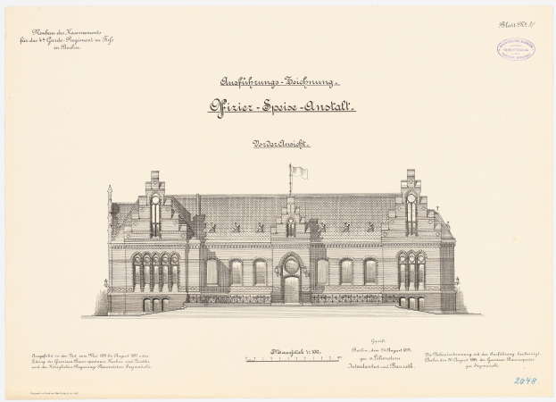 Eine Zeichnung des Hauptsaals des Deutschen Bundestages in Berlin, die eine Flagge auf dem Dach zeigt, mit begleitendem Text auf dem Papier.