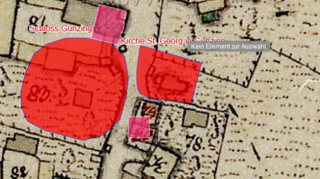 Eine Karte einer Stadt mit einem roten Hakenkreuz in der Mitte, begleitet von Text und numerischen Daten.