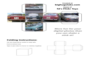 Präsentationseinstellung mit Fahrzeugen auf einer Straße mit sichtbarem Text.