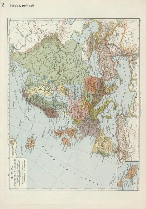 Alte 19. Jahrhundert-Karte von Europa, die politische Gliederung zeigt, auf Papier gedruckt mit Text oben und unten.