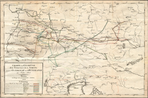 Alte Deutschlandkarte mit schwarzem Rand, detaillierte Straßen und Autobahnen in Text markiert.