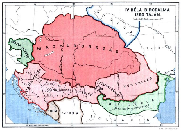 Eine 16. Jahrhundert-Karte von Ungarn, die das Ausmaß des ungarischen Reichs zeigt, begleitet von erklärendem Text.
