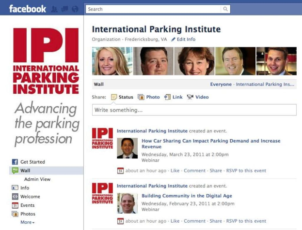 Screenshot einer Facebook-Seite mit sechs Profilbildern oben und Textinhalt links.