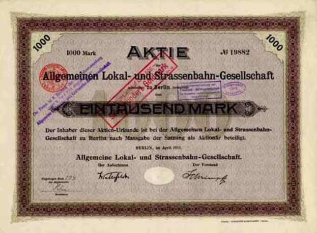 Alte deutsche Regierungspapieraktie mit gedrucktem Text und numerischen Werten.
