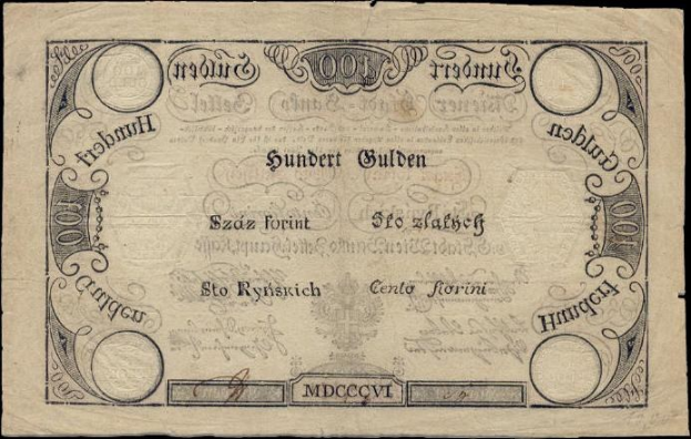 Alte deutsche 100-Pfennig-Banknote mit Abbildung eines Mannes auf schwarzem Hintergrund.