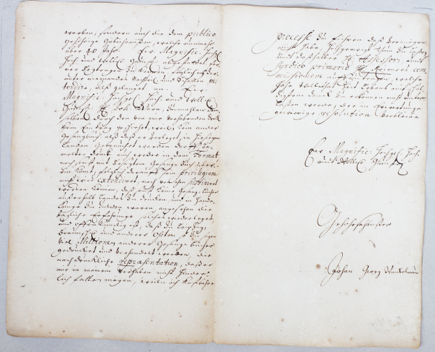 Ein aufgeschlagenes Buch mit sauberer, geschwungener Handschrift, das f├╝r das Geburts- und Taufregister von Johann Wolfgang von Goethe gehalten wird, liegt auf einer flachen Oberfl├Ąche.