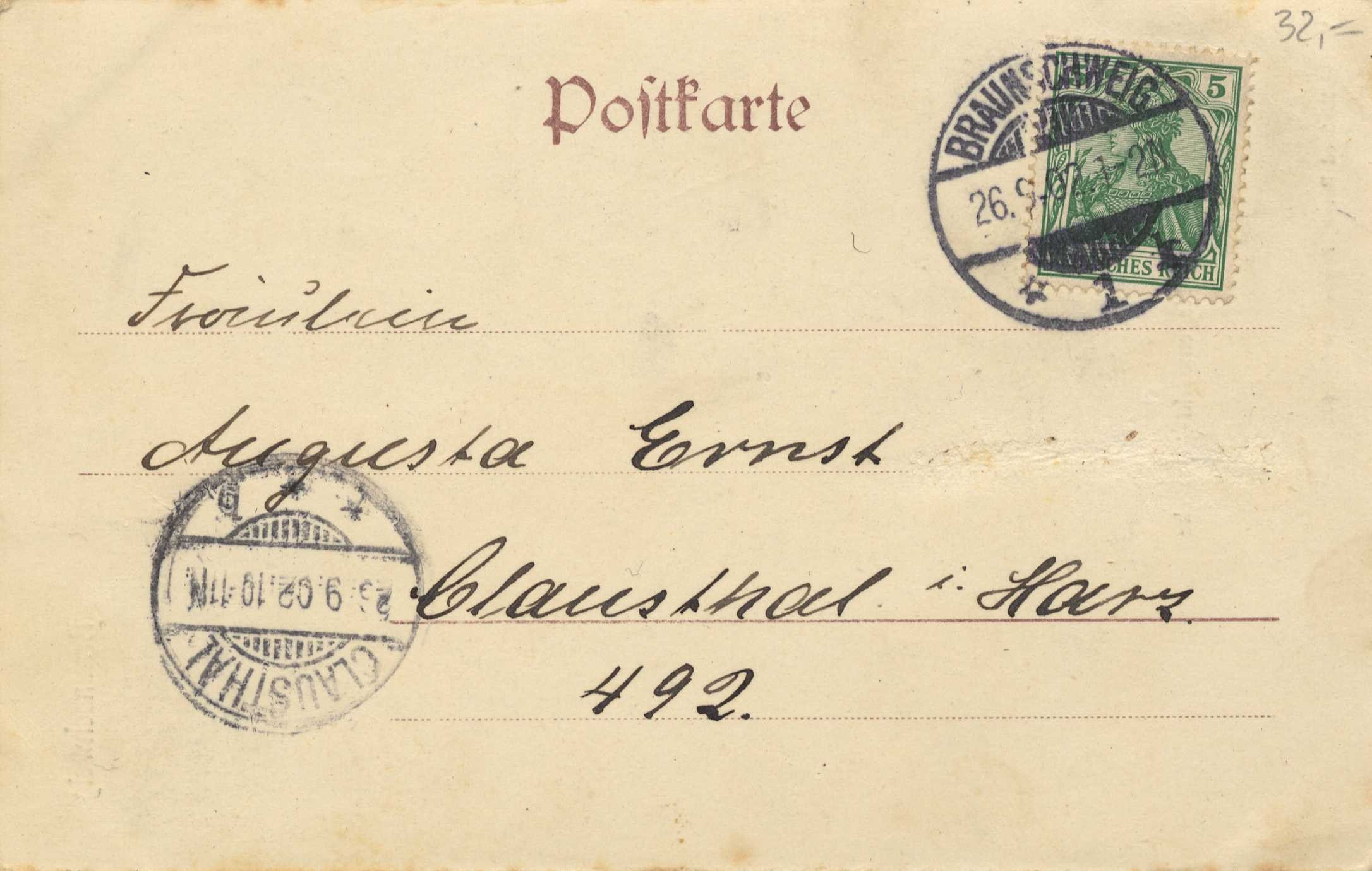 Alter Umschlag mit österreichischer 5c-Marke, frankiert von Österreich nach Deutschland, adressiert an Österreich mit zusätzlichem Text und zwei Marken.